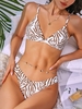 ZAFUL High Cut Ribbed Animal Print Cheeky Bikini Swimwear S Deep coffee