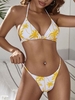 ZAFUL High Cut Strappy Palm Tree Cheeky Bikini Swimwear S Yellow