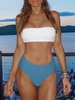 ZAFUL High Cut Two Tone Bandeau Bikini Set M Silk blue