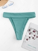 ZAFUL High Cut Wide Waistband Ribbed Bikini Bottom S Medium aquamarine