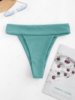 ZAFUL High Cut Wide Waistband Ribbed Bikini Bottom S Medium aquamarine
