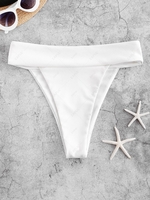 ZAFUL High Cut Wide Waistband Ribbed Bikini Bottom S White