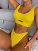 ZAFUL High Leg Cheeky Cut Out Crinkle Bikini Swimwear S Yellow