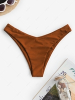 ZAFUL High Leg Plain Bikini Bottom S Deep coffee