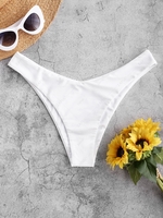 ZAFUL High Leg Plain Bikini Bottom S White