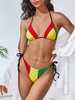 ZAFUL High Leg Tie Side Colorblock String Bikini Swimwear M Yellow