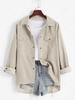 ZAFUL High Low Flap Details Corduroy Shacket Xl Light coffee