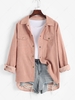 ZAFUL High Low Flap Details Corduroy Shacket Xl Light pink