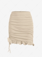 ZAFUL High Rise Cinched Mini Fishtail Skirt Xl Light coffee