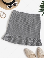 ZAFUL High Rise Houndstooth Mini Fishtail Skirt L Multi a