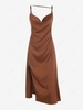 ZAFUL High Slit Midi Slip Dress Xl Coffee
