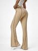 ZAFUL High Waist Contrast Topstitching Bell Bottom Pants Xl Light coffee