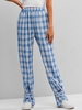 ZAFUL High Waist Plaid Belt Cuff Pants S Multi a