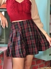 ZAFUL High Waist Plaid Pleated Mini Skirt L Red wine