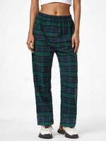 ZAFUL High Waist Plaid Preppy Wide Leg Pants L Deep green