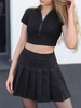 ZAFUL High Waist Pleated Mini Skirt Xl Black
