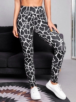 ZAFUL High Waisted Abstract Printed Sports Pants M Black