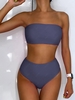ZAFUL High Waisted Bandeau Bikini Set S Blue gray