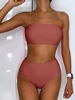 ZAFUL High Waisted Bandeau Bikini Set S Chestnut