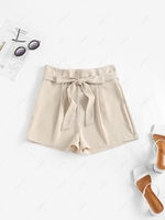 ZAFUL High Waisted Belted Pleated Shorts L Light coffee