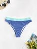 ZAFUL High Waisted Colorblock Ribbed Bikini Bottom M Blue