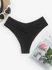 ZAFUL High Waisted Crossover Crinkle Textured Bikini Bottom M Black
