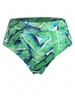 ZAFUL High Waisted Leaves Print Plus Size Bikini Bottom Xxl Light green