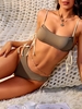 ZAFUL High Waisted Ribbed Cinched Bikini Swimwear L Coffee