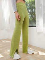 ZAFUL High Waisted Split Hem Jersey Flare Pants L Light green