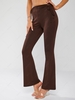 ZAFUL High Waisted Tie Side Pelvics Cut Out Flare Pants L Deep coffee