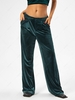ZAFUL High Waisted Velvet Wide Leg Pants M Deep green
