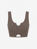 ZAFUL Hollow Out Ribbed V Notch Tank Top Xl Coffee