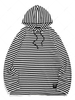 ZAFUL Hooded Applique Detail Striped T-shirt L Black