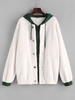 ZAFUL Hooded Bicolor Drop Shoulder Faux Fur Coat M White