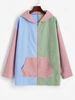 ZAFUL Hooded Corduroy Color Blocking Zip Pocket Coat Xl Multi a