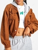 ZAFUL Hooded Corduroy Double Closure Zip Jacket S Coffee