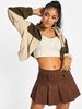 ZAFUL Hooded Corduroy Two Tone Zip Jacket Xl Deep coffee