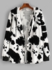 ZAFUL Hooded Cow Pattern Fluffy Jacket M White