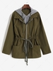 ZAFUL Hooded Drawstring Cargo Combo Jacket S Deep green