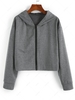 ZAFUL Hooded Drop Shoulder Zip Up Heather Jacket S Gray