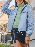 ZAFUL Hooded Full Zip Windbreaker Cargo Jacket S Light blue