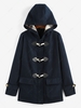 ZAFUL Hooded Horn Button Zip Up Pocket Coat L Deep blue