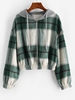 ZAFUL Hooded Plaid Combo Wool Blend Jacket Xl Sea turtle green