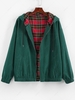 ZAFUL Hooded Plaid Print Reversible Zip Jacket 2xl Medium sea green