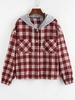 ZAFUL Hooded Plaid Shirt Jacket S Red