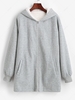 ZAFUL Hooded Pockets Zip Up Fleece Lined Coat M Light gray