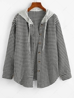 ZAFUL Houndstooth Button Up Combo Jacket Xl Black
