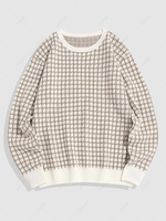 ZAFUL Houndstooth Graphic Sweater S White