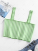 ZAFUL Houndstooth Knitted Crop Tank Top S Green