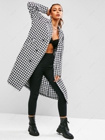 ZAFUL Houndstooth Long Coat M White